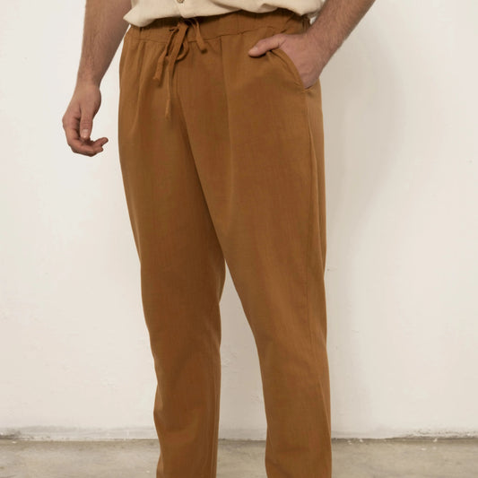 MEN PLEATED PANTS BRICK