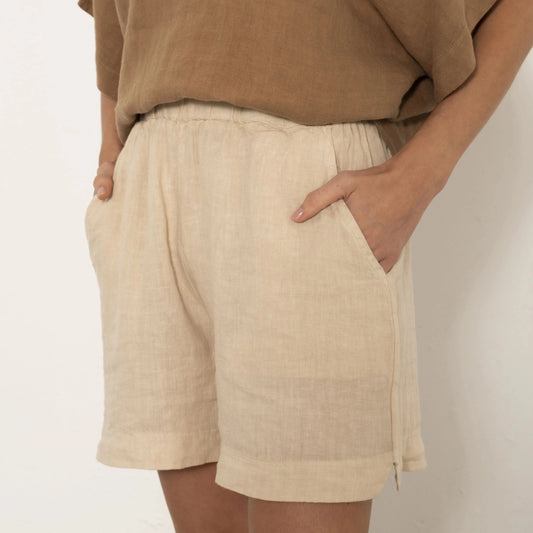 PURE LINEN SIDE SLIT SHORTS